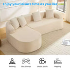 Mjkone Divano componibile a L in ciniglia da 99" con chaise longue curva Divano moderno Cloud a 3 posti