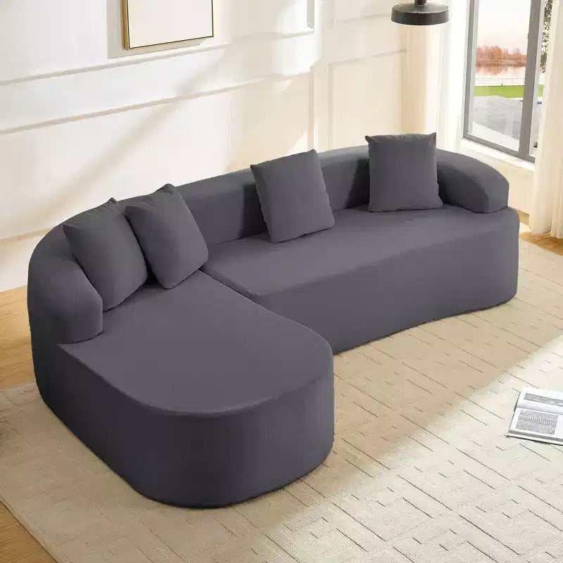 Mjkone Divano componibile a L in ciniglia da 99" con chaise longue curva Divano moderno Cloud a 3 posti