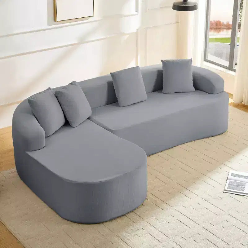 Mjkone Divano componibile a L in ciniglia da 99" con chaise longue curva Divano moderno Cloud a 3 posti