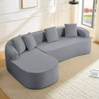 Mjkone Divano componibile a L in ciniglia da 99" con chaise longue curva Divano moderno Cloud a 3 posti