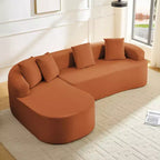 Mjkone Divano componibile a L in ciniglia da 99" con chaise longue curva Divano moderno Cloud a 3 posti
