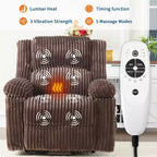 Poltrona Reclinabile con Sollevamento Elettrico, Calore e Massaggio, Recliner Elettrico con Sedile Imbottito e 2 Tasche Laterali, Poltrona Singola per Soggiorno