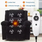 Poltrona Reclinabile con Sollevamento Elettrico, Calore e Massaggio, Recliner Elettrico con Sedile Imbottito e 2 Tasche Laterali, Poltrona Singola per Soggiorno