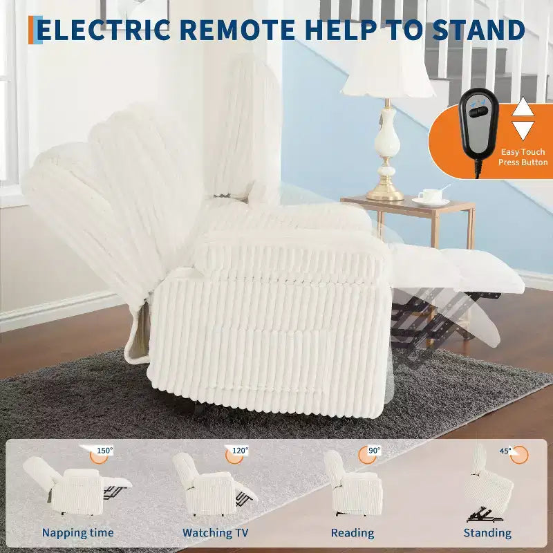 Poltrona Reclinabile con Sollevamento Elettrico, Calore e Massaggio, Recliner Elettrico con Sedile Imbottito e 2 Tasche Laterali, Poltrona Singola per Soggiorno