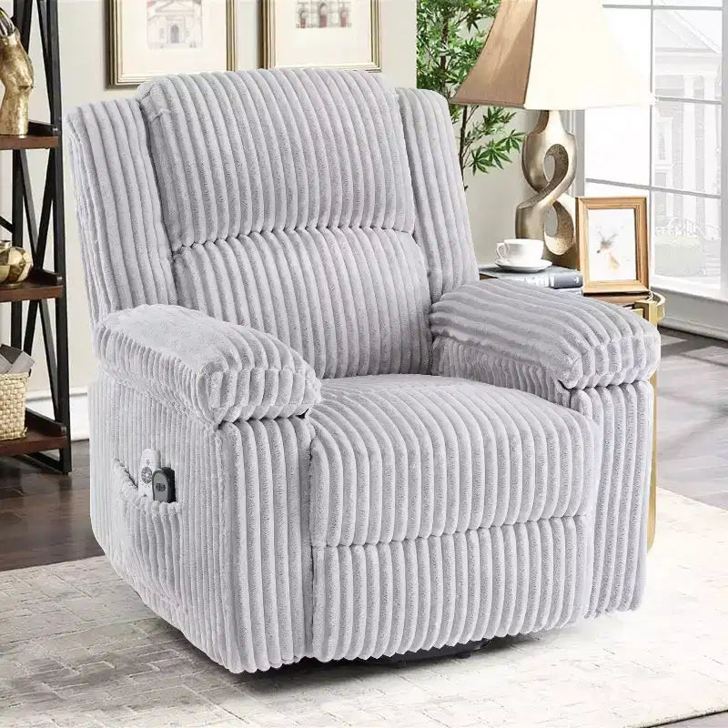Poltrona Reclinabile con Sollevamento Elettrico, Calore e Massaggio, Recliner Elettrico con Sedile Imbottito e 2 Tasche Laterali, Poltrona Singola per Soggiorno