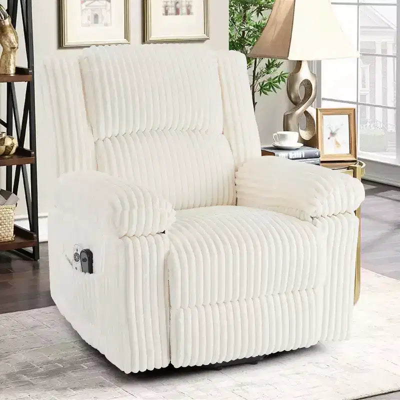 Poltrona Reclinabile con Sollevamento Elettrico, Calore e Massaggio, Recliner Elettrico con Sedile Imbottito e 2 Tasche Laterali, Poltrona Singola per Soggiorno