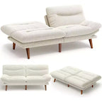 66-inch corduroy sofa bed with adjustable backrest and armrests, suitable for small spaces, living rooms, or offices as a convertible futon sofa.