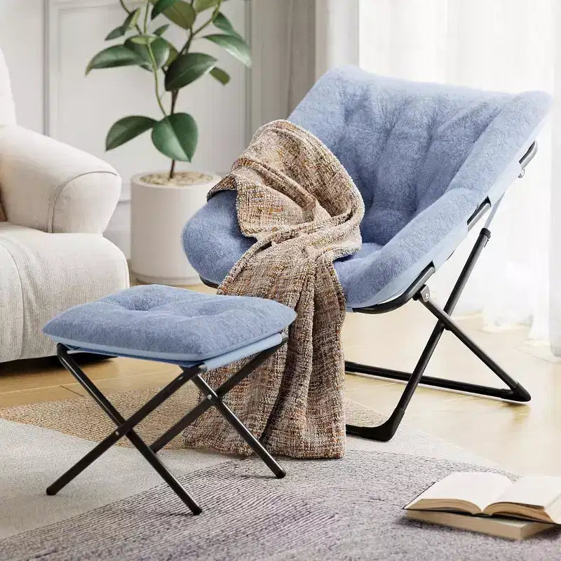 Poltrona "Lazy Sofa" con rivestimento in morbida pelliccia sintetica di coniglio, poltrona lounge ultra confortevole e accogliente per soggiorno, seduta rilassante da interni con morbido, per la casa