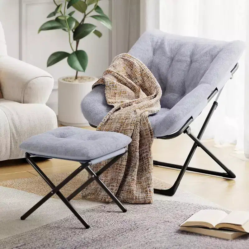 Poltrona "Lazy Sofa" con rivestimento in morbida pelliccia sintetica di coniglio, poltrona lounge ultra confortevole e accogliente per soggiorno, seduta rilassante da interni con morbido, per la casa