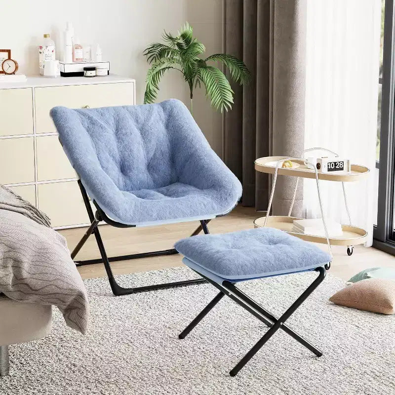 Poltrona "Lazy Sofa" con rivestimento in morbida pelliccia sintetica di coniglio, poltrona lounge ultra confortevole e accogliente per soggiorno, seduta rilassante da interni con morbido, per la casa