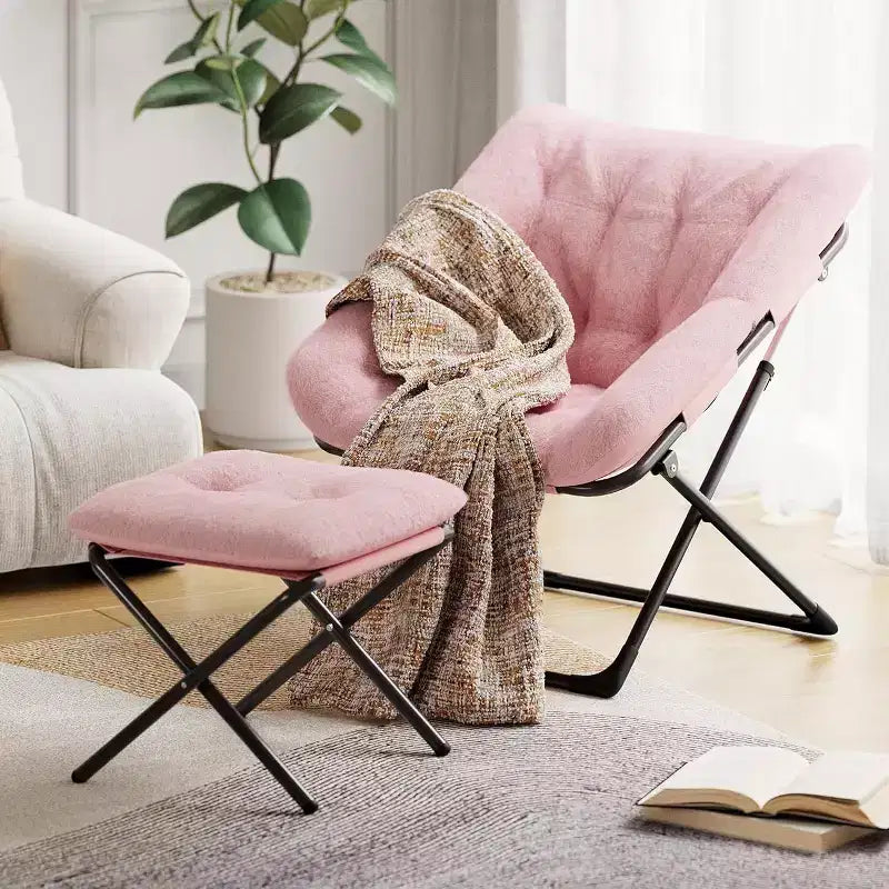 Poltrona "Lazy Sofa" con rivestimento in morbida pelliccia sintetica di coniglio, poltrona lounge ultra confortevole e accogliente per soggiorno, seduta rilassante da interni con morbido, per la casa