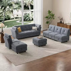 Divano componibile modulare 91, divano sezionale Cloud con 9 sedute profonde, 9 posti con contenitore e chaise longue, divano a U in velluto, per soggiorno, blu