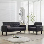 TYBOATLE 2-Piece Sofa Couch, Modern Linen Upholstered Sofa, 2-Piece Set (Loveseat & Chair) Sofa with Deep Seats for Living Room,Black
