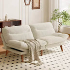 Divano letto futon, divano futon con schienale regolabile e braccioli bianco