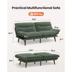 Divano letto futon, divano futon con schienale e braccioli regolabili