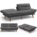 75 In Futon Sofa Bed, 3-in-1 Futon Couch w/Adjustable Backrest Armrests, Corduroy Convertible Sleeper Sofa Bed