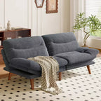 Divano Letto Futon da 75 pollici, Divano Futon 3-in-1 con Schienale e Braccioli Regolabili, Divano Letto Trasformabile in Velluto a Coste