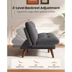 Divano Letto Futon da 75 pollici, Divano Futon 3-in-1 con Schienale e Braccioli Regolabili, Divano Letto Trasformabile in Velluto a Coste