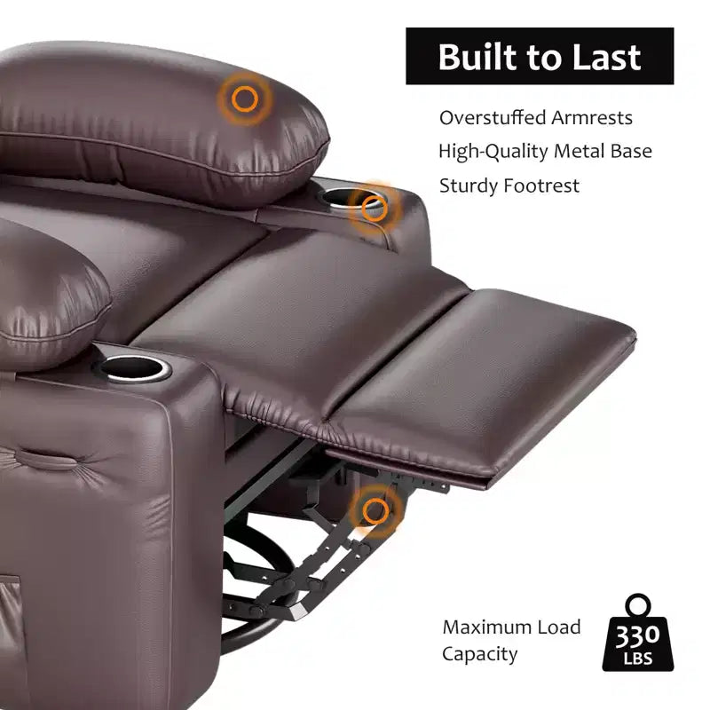 Poltrona reclinabile manuale COZONY per adulti, divano singolo in pelle PU con seduta extra-larga e supporto ergonomico per soggiorno, camera da letto, cameretta