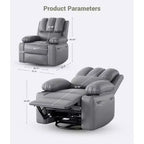 Poltrona reclinabile manuale COZONY per adulti, divano singolo in pelle PU con seduta extra-larga e supporto ergonomico per soggiorno, camera da letto, cameretta