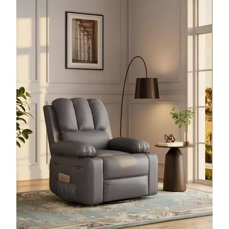 Poltrona reclinabile manuale COZONY per adulti, divano singolo in pelle PU con seduta extra-larga e supporto ergonomico per soggiorno, camera da letto, cameretta