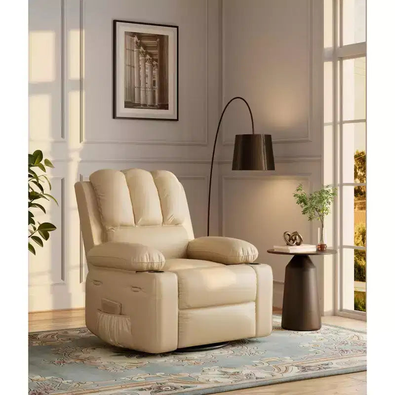 Poltrona reclinabile manuale COZONY per adulti, divano singolo in pelle PU con seduta extra-larga e supporto ergonomico per soggiorno, camera da letto, cameretta