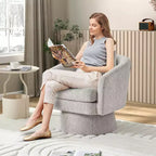 Poltrona girevole a 360° Modern, comoda sedia rotonda in tessuto ciniglia, poltrona singola rotonda con braccioli, per soggiorno