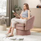 Poltrona girevole a 360° Modern, comoda sedia rotonda in tessuto ciniglia, poltrona singola rotonda con braccioli, per soggiorno