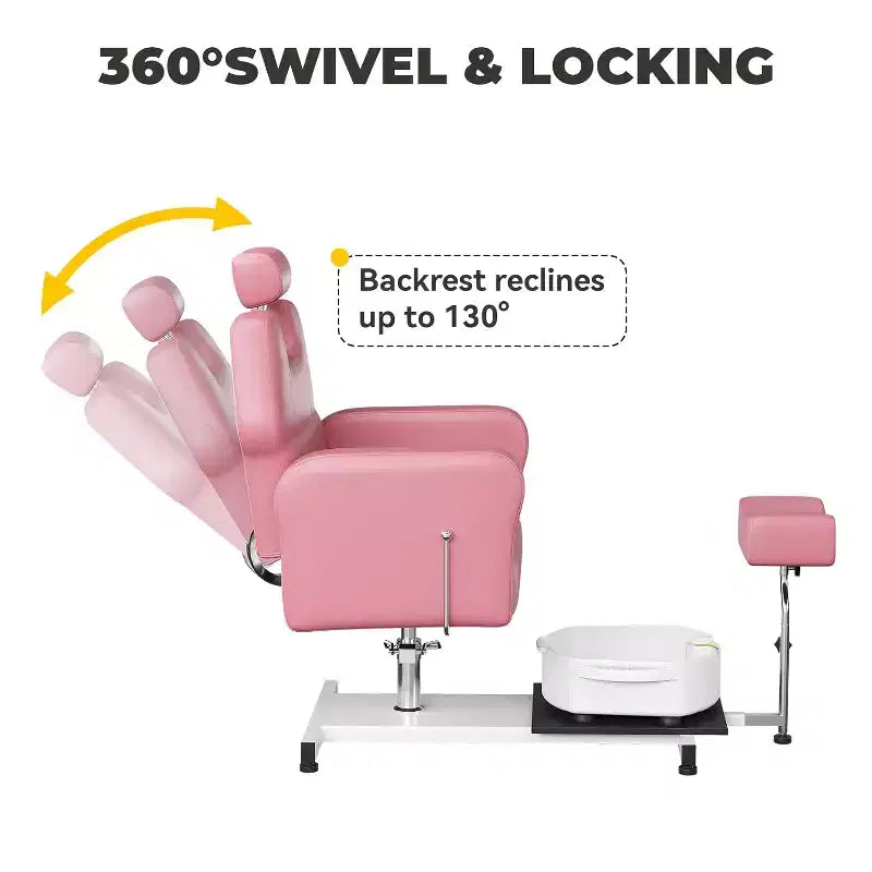 Poltrona Reclinabile per Pedicure con Sgabello, Poggiapiedi e Vasca Massaggiante, per Poltrone Pedicure, Saloni di Bellezza e Spa