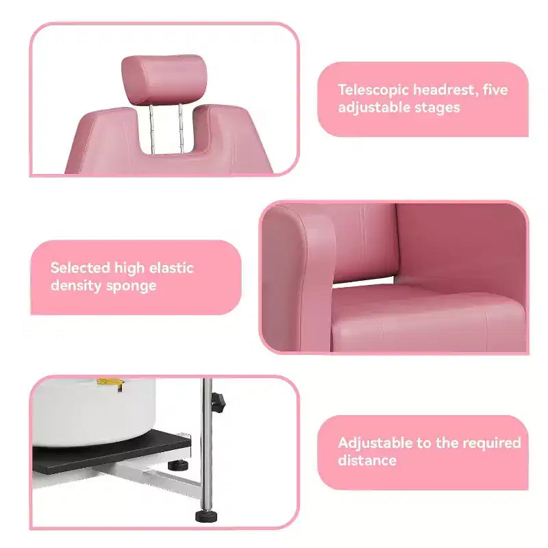 Poltrona Reclinabile per Pedicure con Sgabello, Poggiapiedi e Vasca Massaggiante, per Poltrone Pedicure, Saloni di Bellezza e Spa