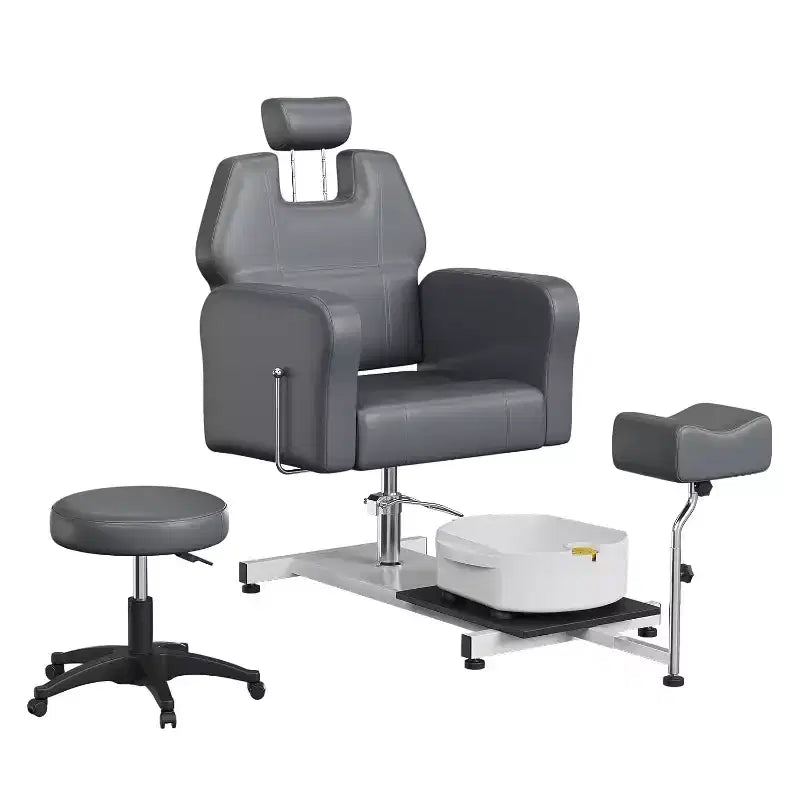Poltrona Reclinabile per Pedicure con Sgabello, Poggiapiedi e Vasca Massaggiante, per Poltrone Pedicure, Saloni di Bellezza e Spa