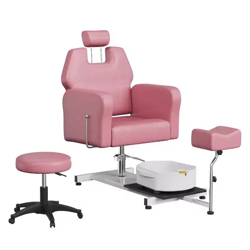 Poltrona Reclinabile per Pedicure con Sgabello, Poggiapiedi e Vasca Massaggiante, per Poltrone Pedicure, Saloni di Bellezza e Spa