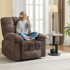 Poltrona Reclinabile Basculante con Funzione Massaggio e Calore, Tessuto Traspirante Ergonomico, 2 Tasche Laterali, per Soggiorno, Camera da Letto