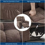 Poltrona Reclinabile Basculante con Funzione Massaggio e Calore, Tessuto Traspirante Ergonomico, 2 Tasche Laterali, per Soggiorno, Camera da Letto