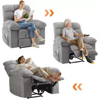 Poltrona Reclinabile Basculante con Funzione Massaggio e Calore, Tessuto Traspirante Ergonomico, 2 Tasche Laterali, per Soggiorno, Camera da Letto