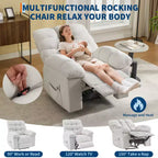 Poltrona Reclinabile Basculante con Funzione Massaggio e Calore, Tessuto Traspirante Ergonomico, 2 Tasche Laterali, per Soggiorno, Camera da Letto