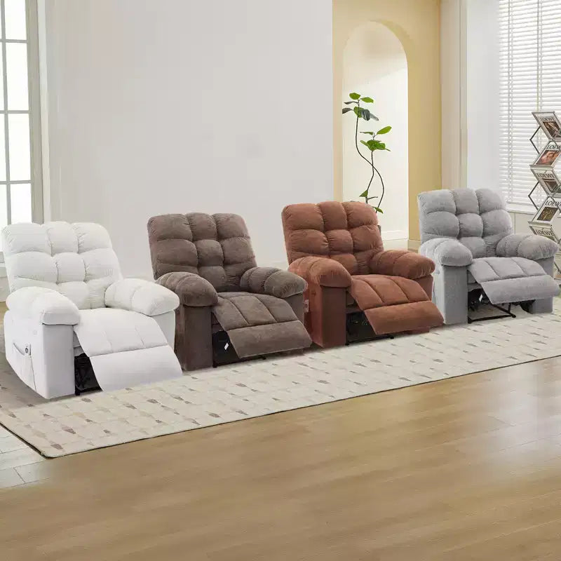 Poltrona Reclinabile Basculante con Funzione Massaggio e Calore, Tessuto Traspirante Ergonomico, 2 Tasche Laterali, per Soggiorno, Camera da Letto