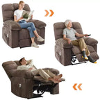 Poltrona Reclinabile Basculante con Funzione Massaggio e Calore, Tessuto Traspirante Ergonomico, 2 Tasche Laterali, per Soggiorno, Camera da Letto