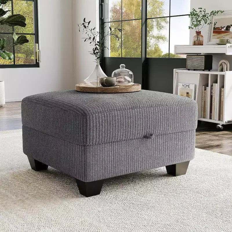 Divano componibile a U grande da 140 pollici con pouf chaise longue, divano modulare convertibile con pouf a 7 posti per soggiorno, ufficio - Grigio