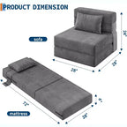 Divano Letto Pieghevole, Futon Convertibile con Cuscino, Materasso Pieghevole Singolo per Soggiorno, Dormitorio, Appartamento e Ufficio Domestico