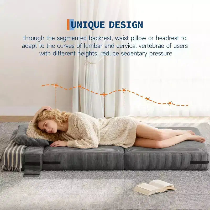 Divano Letto Pieghevole, Futon Convertibile con Cuscino, Materasso Pieghevole Singolo per Soggiorno, Dormitorio, Appartamento e Ufficio Domestico