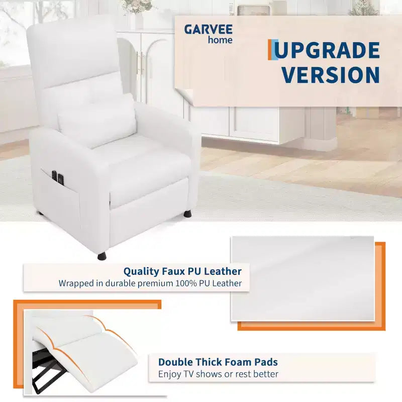 Poltrona reclinabile, reclinabile regolabile ergonomica imbottita, schienale alto, seduta imbottita, 2 tasche laterali, seduta home theater per soggiorno