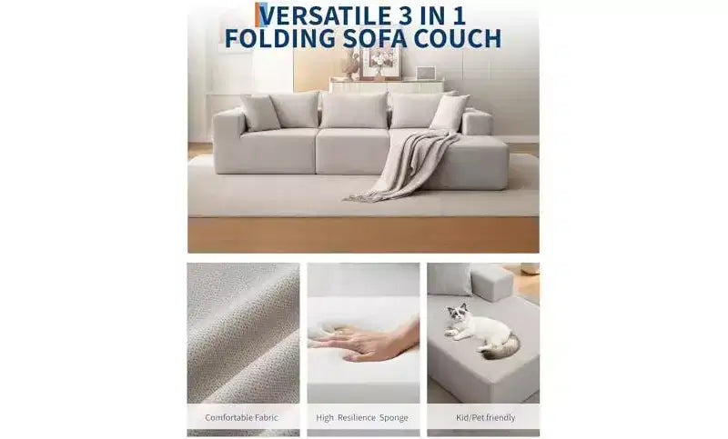 Divano componibile modulare GustoWave 108 con chaise longue | Sofà a L soffice e compresso per soggiorno | Design divano letto, Beige