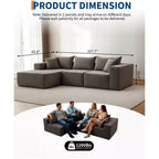 Divano componibile modulare GustoWave 108 con chaise longue | Sofà a L soffice e compresso per soggiorno | Design divano letto, Beige