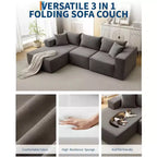 Divano componibile modulare GustoWave 108 con chaise longue | Sofà a L soffice e compresso per soggiorno | Design divano letto, Beige