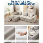 Divano componibile modulare GustoWave 108 con chaise longue | Sofà a L soffice e compresso per soggiorno | Design divano letto, Beige