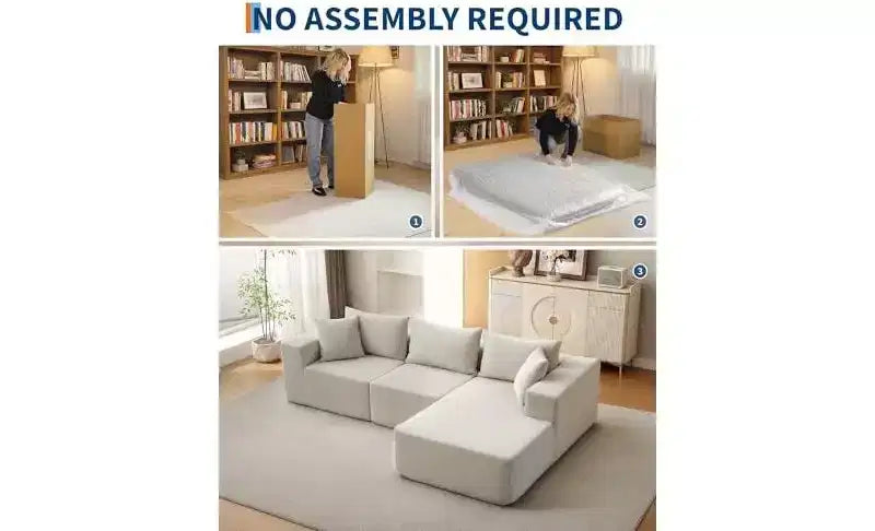 Divano componibile modulare GustoWave 108 con chaise longue | Sofà a L soffice e compresso per soggiorno | Design divano letto, Beige