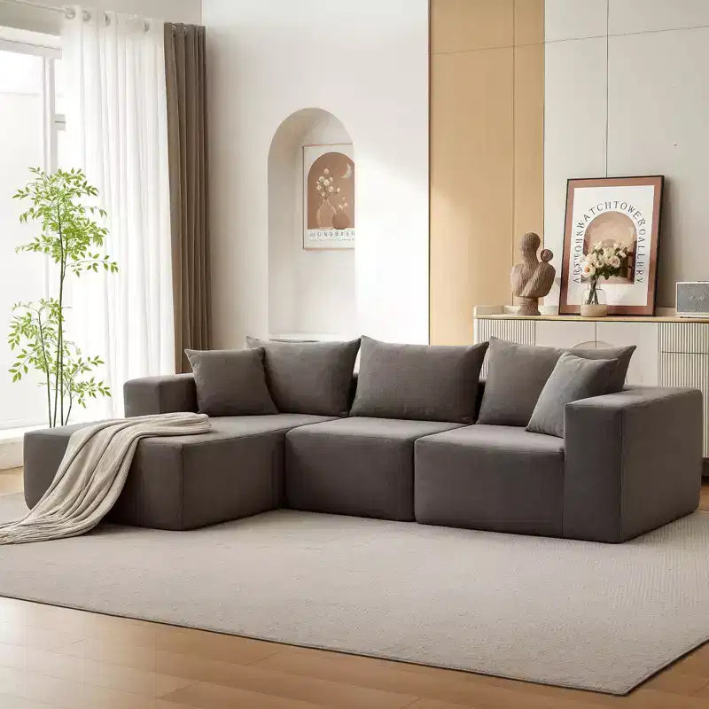 Divano componibile modulare GustoWave 108 con chaise longue | Sofà a L soffice e compresso per soggiorno | Design divano letto, Beige