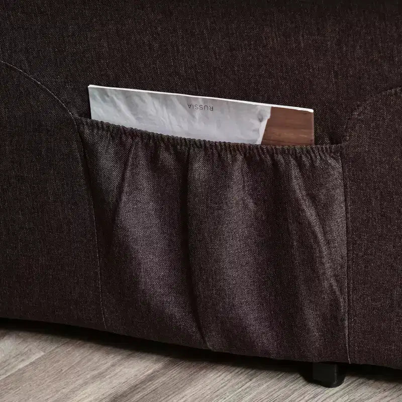 Poltrona relax elettrica con massaggio vibrante, reclinabile in tessuto per anziani con telecomando e tasche laterali, marrone