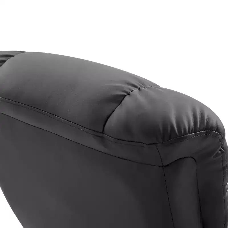 Poltrona reclinabile con poggiapiedi pouf, poltrona reclinabile massaggiante vibrante con rivestimento in ecopelle e base girevole in legno per soggiorno e camera da letto